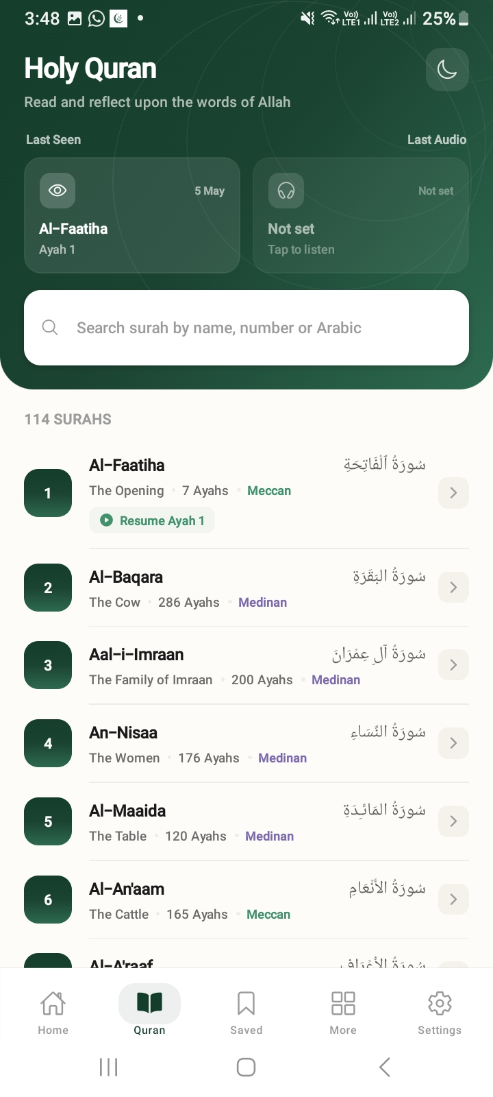 Holy Quran screenshot